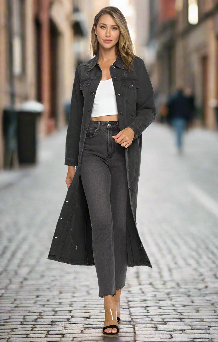 The Ultimate Denim Duster: Blue Age Long Denim Jacket - Three Mad Hatters Mercantile 