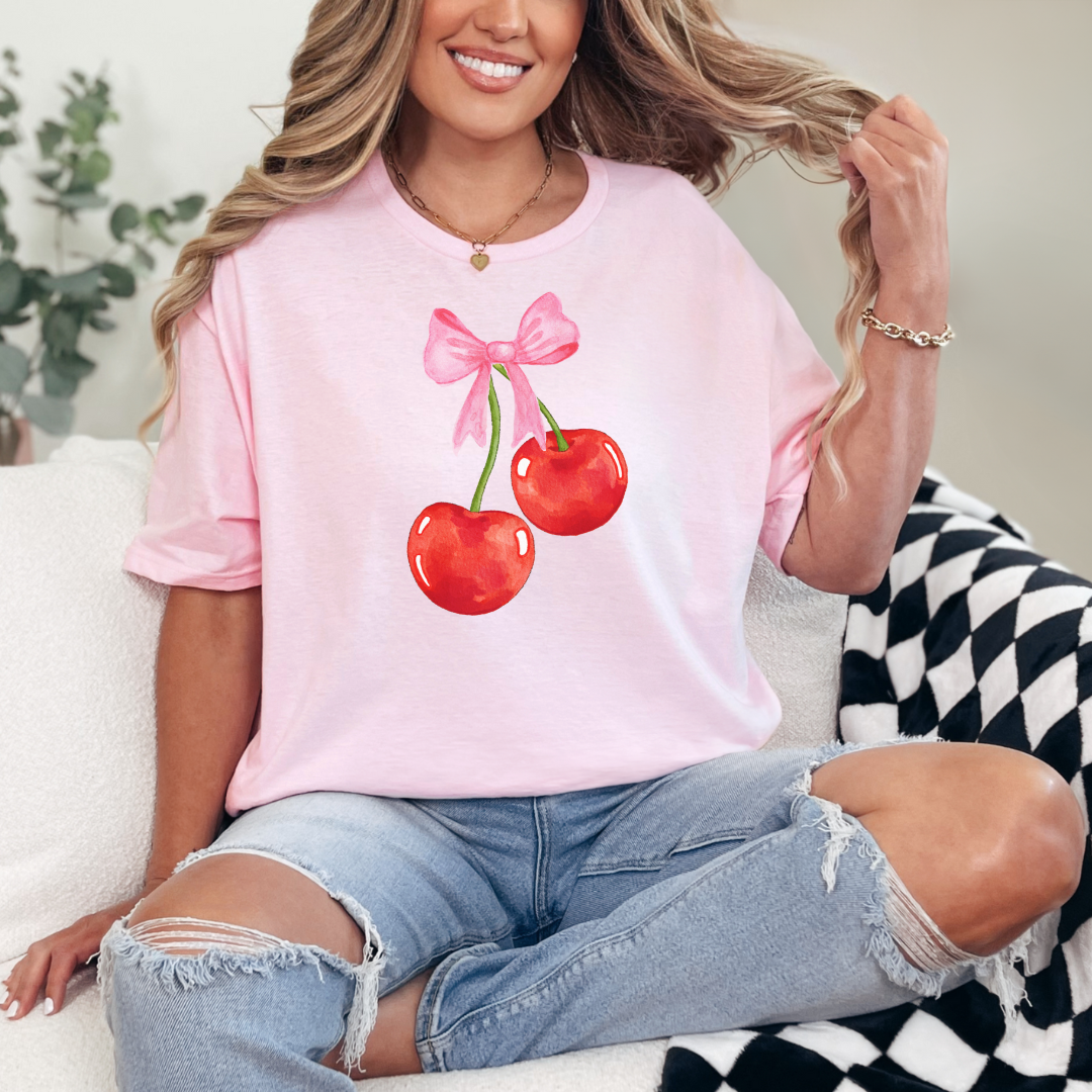 Cherry Bow Graphic Tee Womens