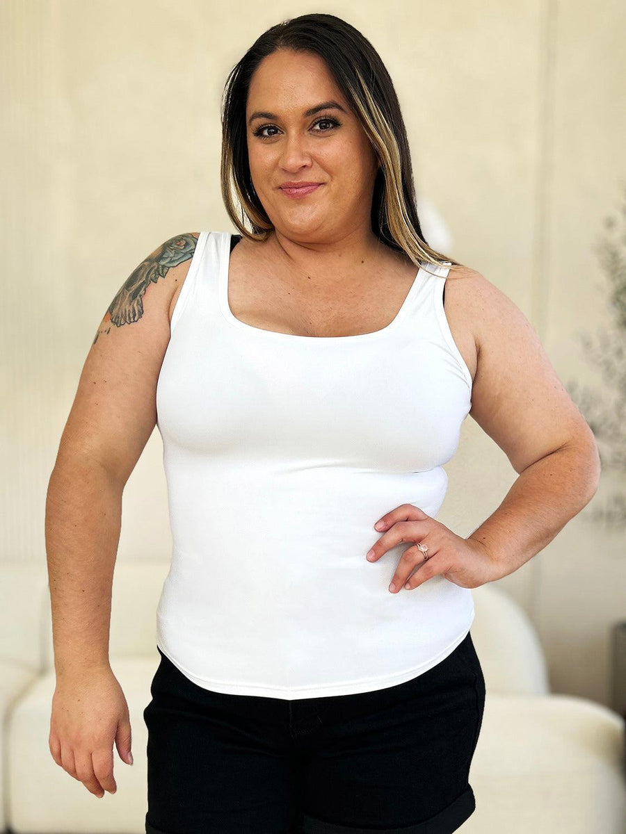 Basic Bae Full Size Square Neck Wide Strap Tank - Three Mad Hatters Mercantile 