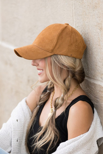 Suede Boyfriend Ball Cap Hats Camel OneSize 