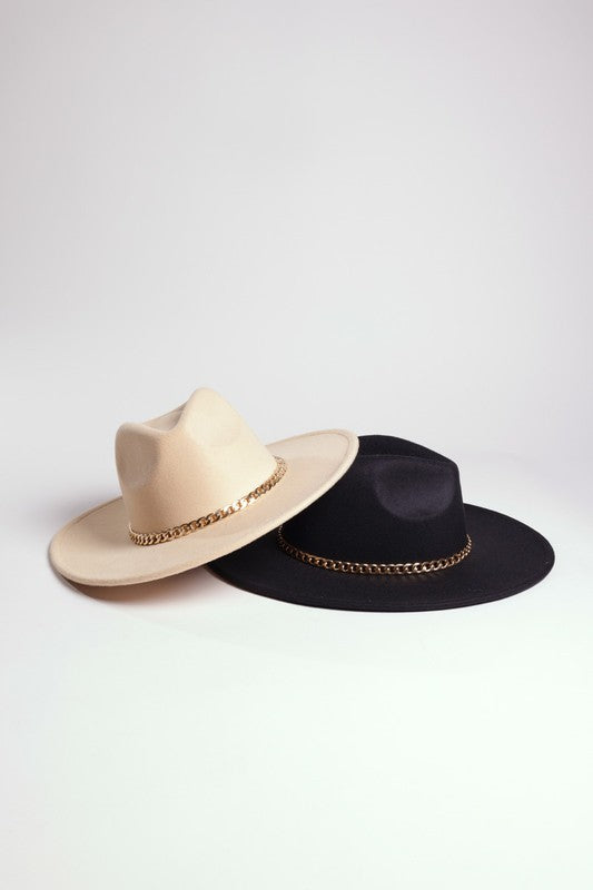 The Chain Belt Hat Fedora Hat GDJT/JET BLACK Os 