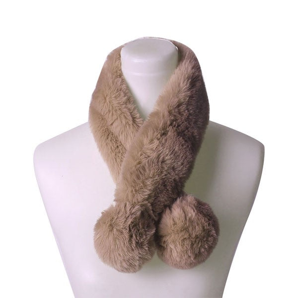 FAUX FUR POM POM SCARF Pom Pom Scarf KHAKI/KHKH Os 