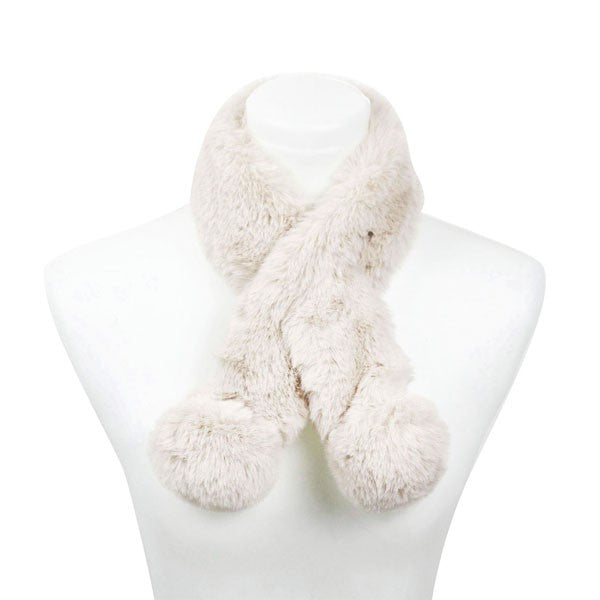 FAUX FUR POM POM SCARF Pom Pom Scarf IVORY/IVIV Os 