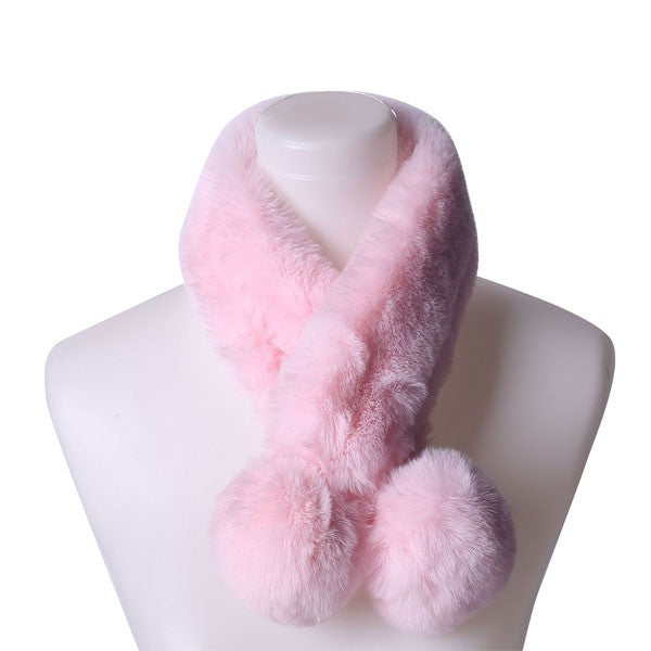 FAUX FUR POM POM SCARF Pom Pom Scarf LIGHT PINK/LPLP Os 