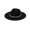 Felt Fedora Hat with Chunky Chain