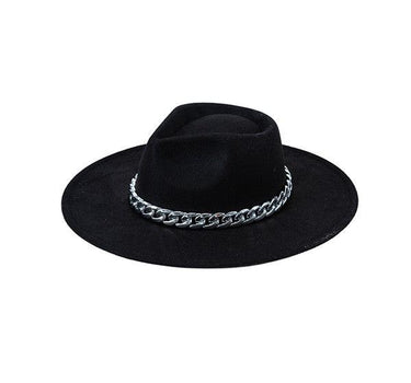 Felt Fedora Hat with Chunky Chain