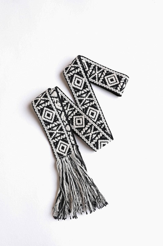 The Kristi -Aztec Tie Belt Woven Belt   