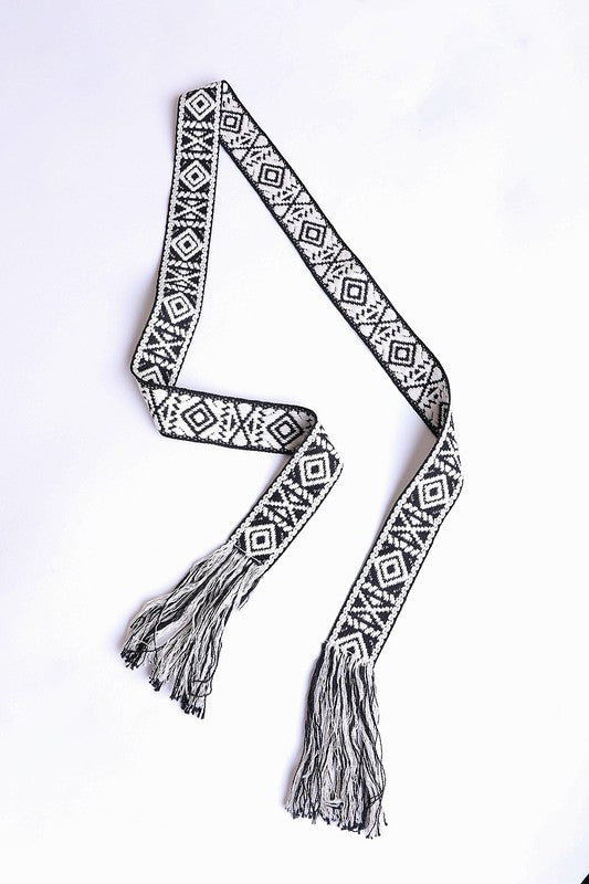 The Kristi -Aztec Tie Belt Woven Belt   