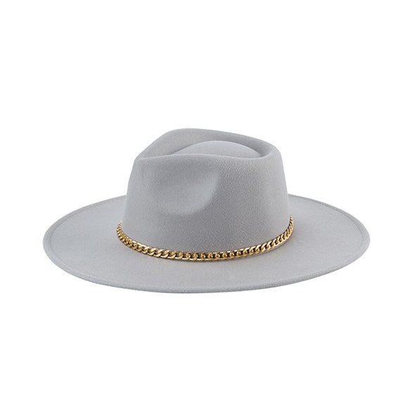 The Chain Belt Hat Fedora Hat GREY/GDBD Os 