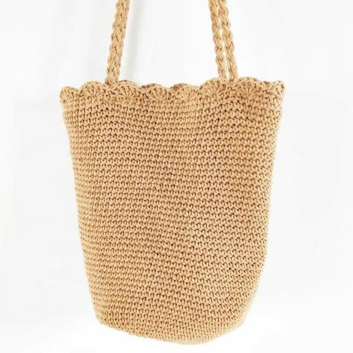 Knitted Scalloped Edge Tote Tote Bag   