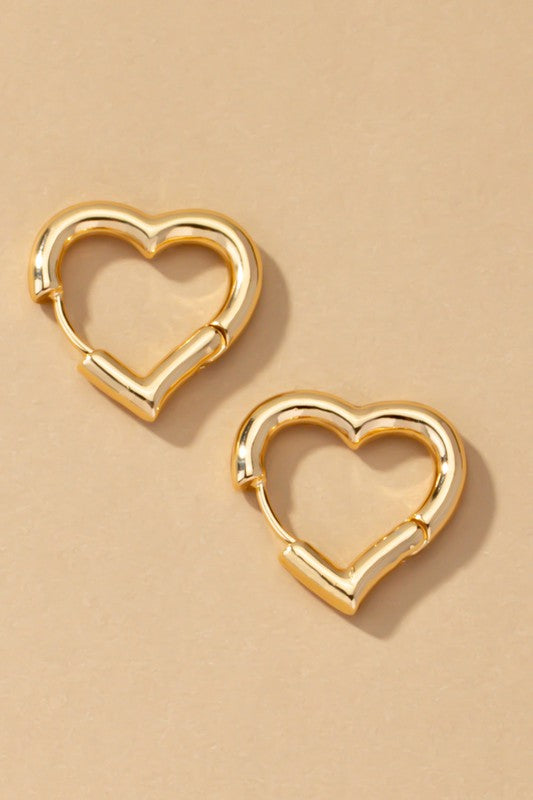 Heart shape hinged huggie hoop earrings  Gold one size 