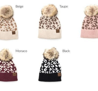 Leopard Fur Pom Beanie