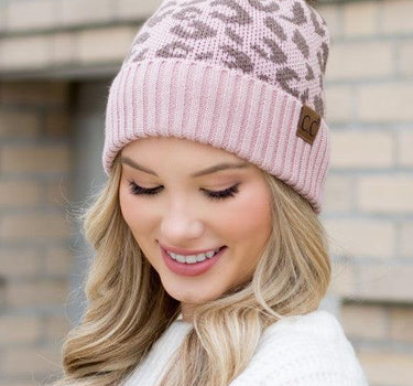 Leopard Fur Pom Beanie