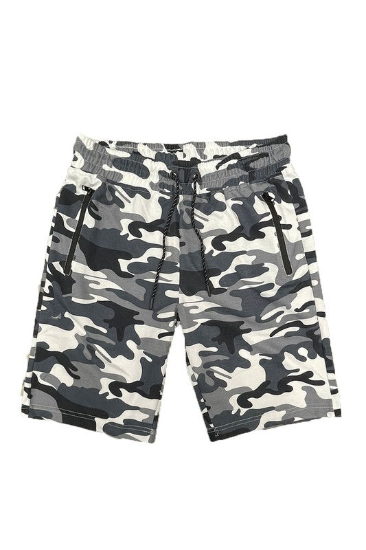 COTTON BLEND LOUNGE SWEAT SHORTS Mens Shorts CAMO GREY S 