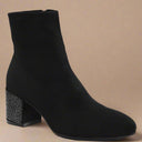 Chena Rhinestones Embellished Block Heel Boots