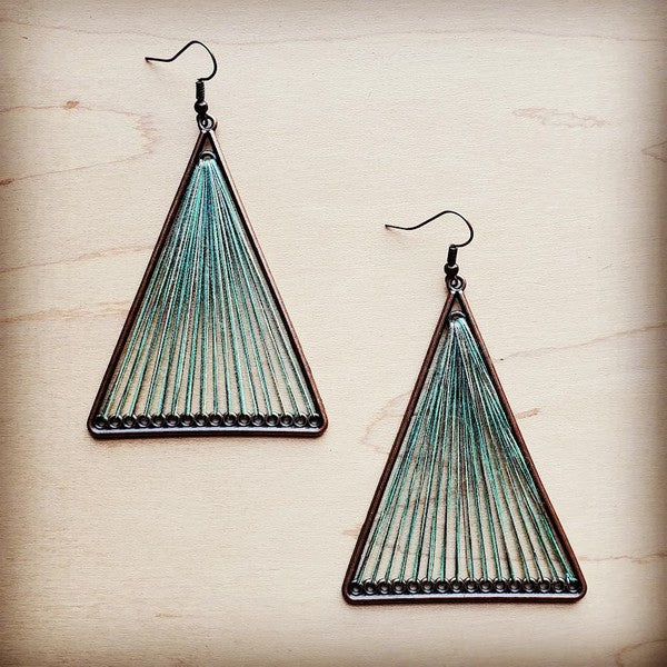 Large Woven Triangle Earring in Terra Cotta Woven Earrings blue 1 