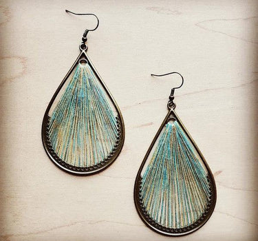 Large Woven Teardrop Earring in Teal