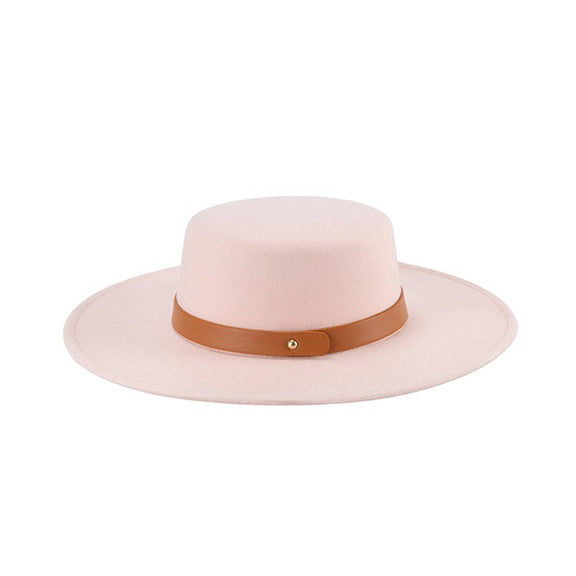 The Classic Fedora with Leather Band Fedora Hat PINK/LPLP Os 