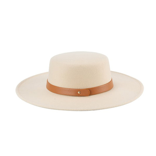 The Classic Fedora with Leather Band Fedora Hat IVORY/LRLR Os 