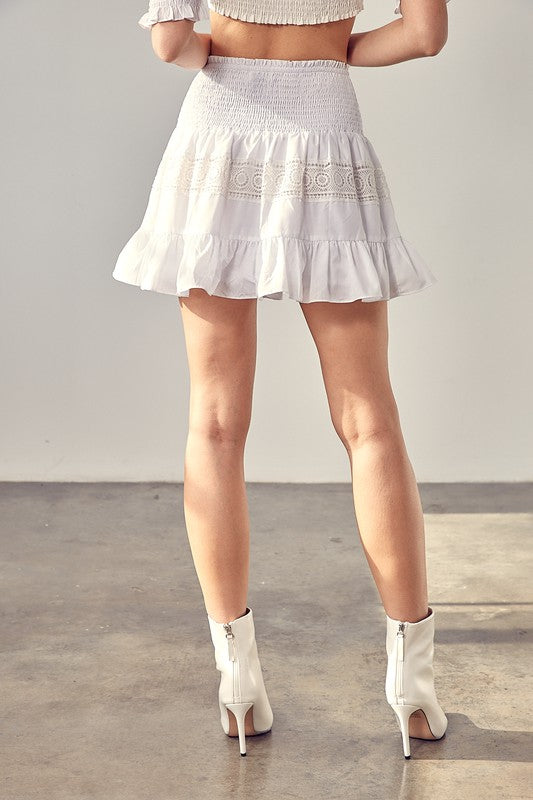 Lace Trim Detail Skirt Mini Skirt   