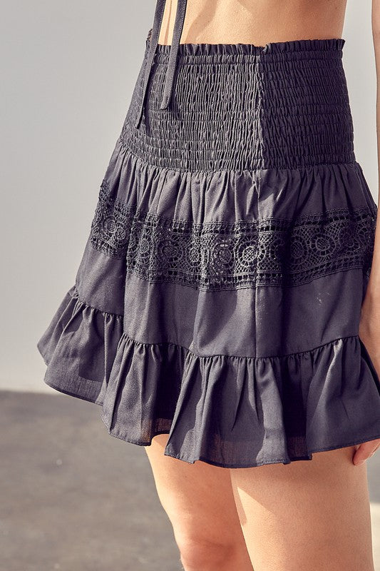 Lace Trim Detail Skirt Mini Skirt   