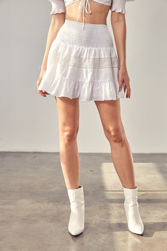 Lace Trim Detail Skirt Mini Skirt   