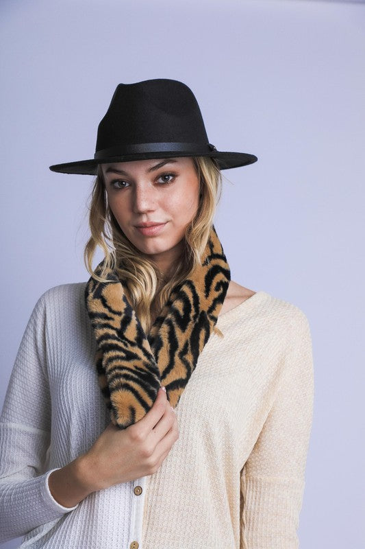 ZEBRA PRINT FAUX FUR SCARF Faux Fur Scarf   