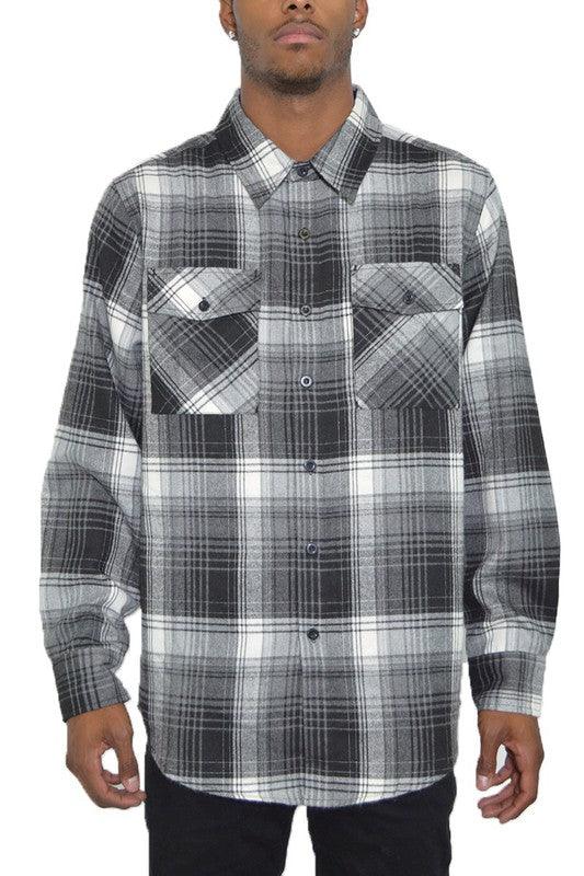 Checker Plaid Flannel Long Sleeve - Three Mad Hatters Mercantile 