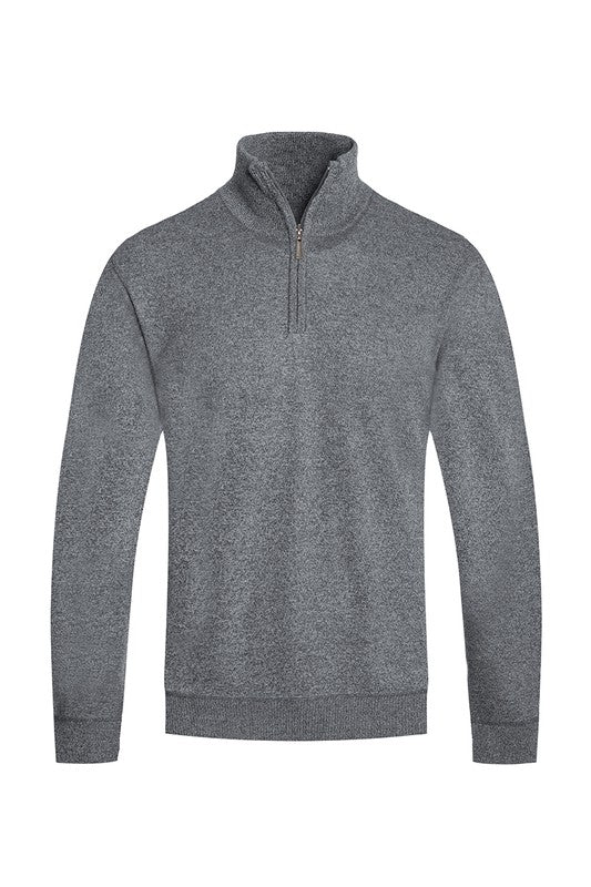 Weiv Mens Knit Quarter Zip Sweater Mens Knit Sweater HGREY S 