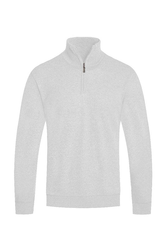 Weiv Mens Knit Quarter Zip Sweater Mens Knit Sweater WHITE S 