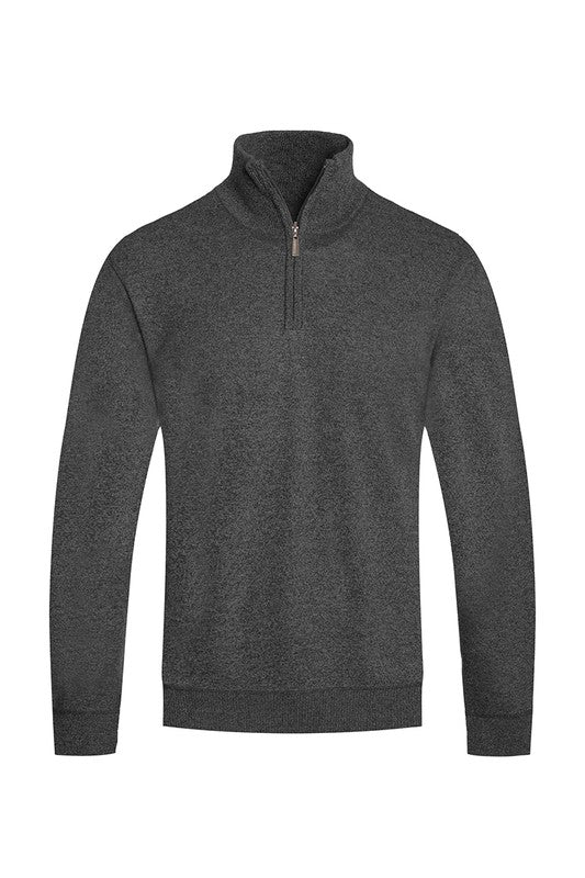 Weiv Mens Knit Quarter Zip Sweater Mens Knit Sweater CHARCOAL S 