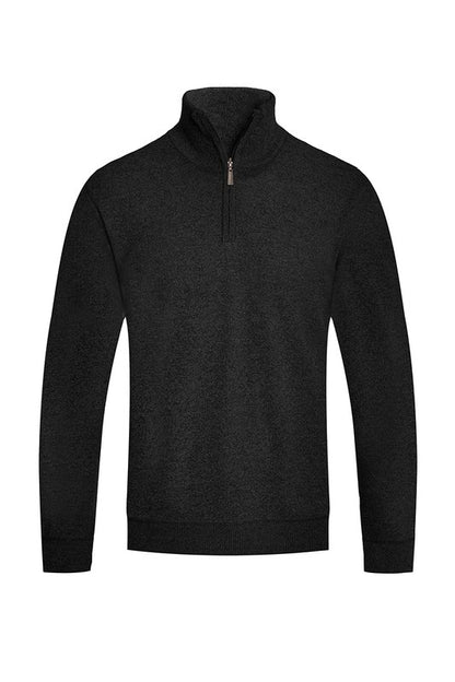 Weiv Mens Knit Quarter Zip Sweater Mens Knit Sweater BLACK S 