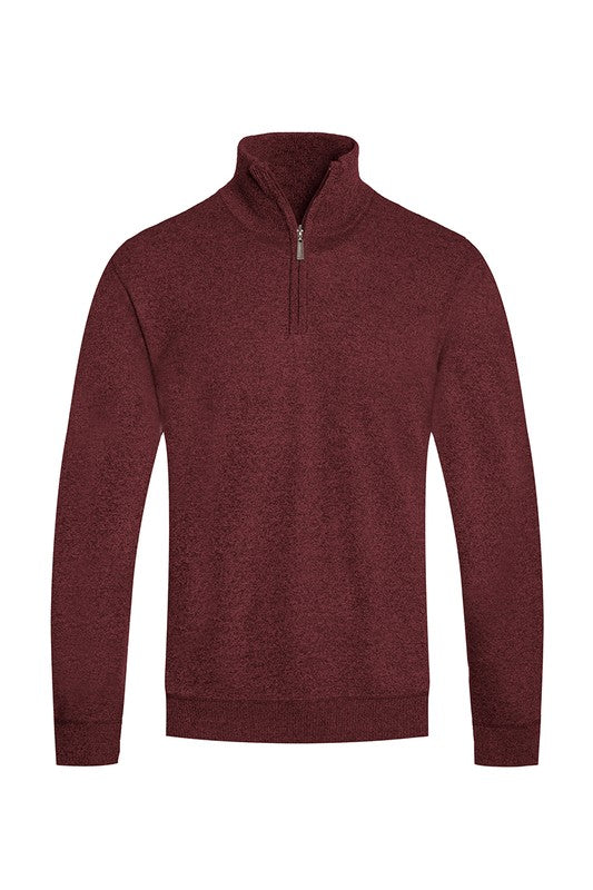 Weiv Mens Knit Quarter Zip Sweater Mens Knit Sweater MAROON S 