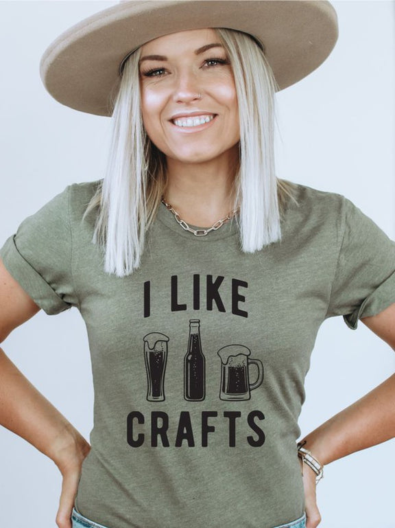 I Like Crafts Beer Crew Neck Softstyle Tee  Military Green 2X 