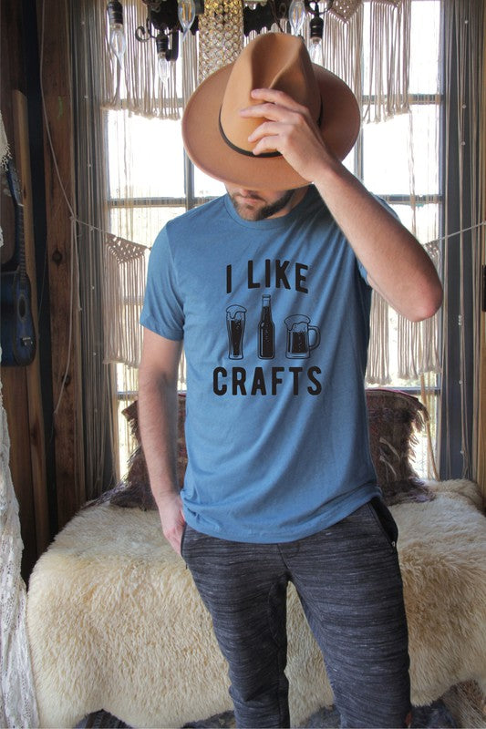 I Like Crafts Beer Crew Neck Softstyle Tee Mens Graphic T-Shirt Deep Teal S 