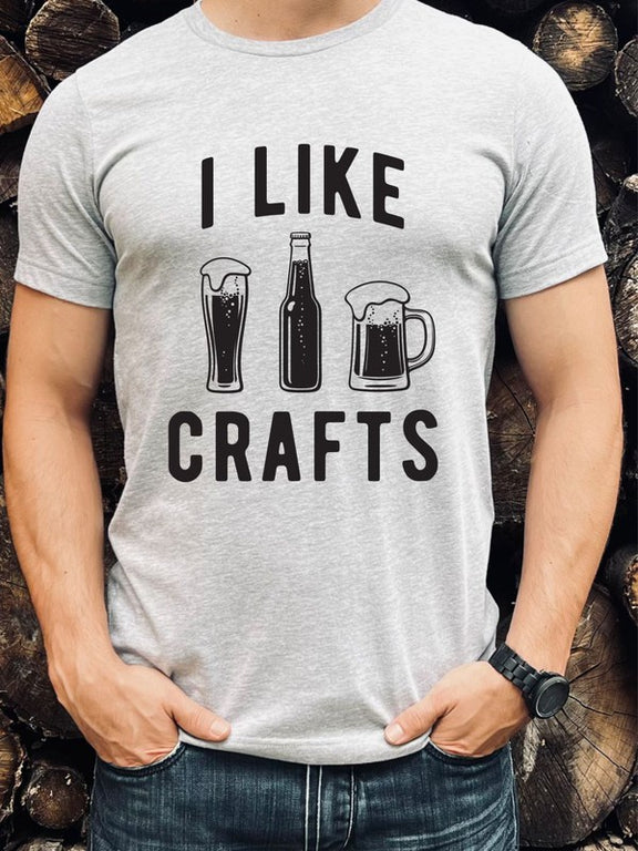 I Like Crafts Beer Crew Neck Softstyle Tee Mens Graphic T-Shirt Oxford S 