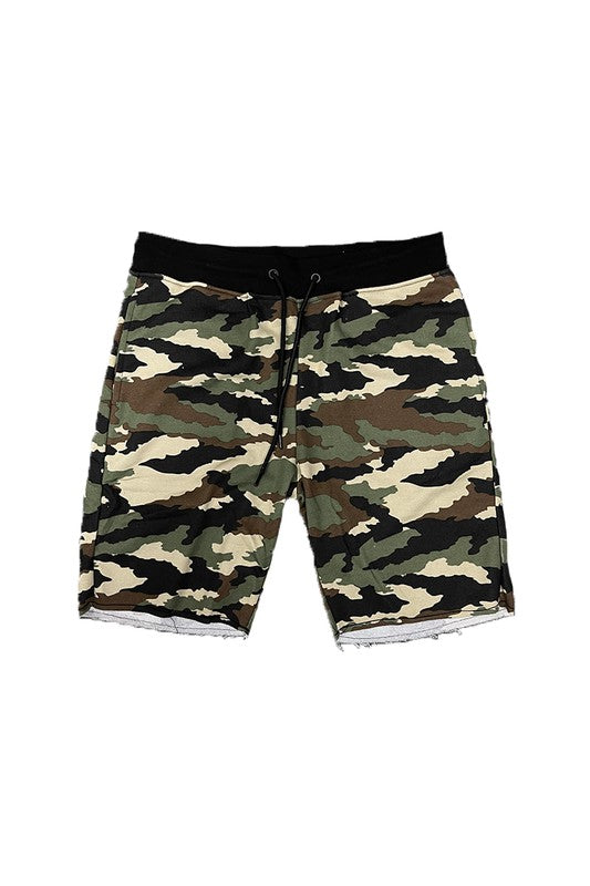 Weiv Raw Cut Sweat Shorts Mens Sweat Shorts WOOD CAMO S 