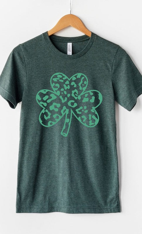 Green Leopard Clover Graphic Tee PLUS  Heather Forest Green XXL 