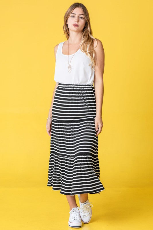 Stripe Maxi Skirt Maxi Skirt Black 1X 