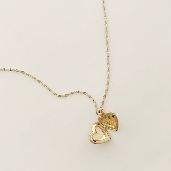 Golden Heart Locket Heart Necklace   