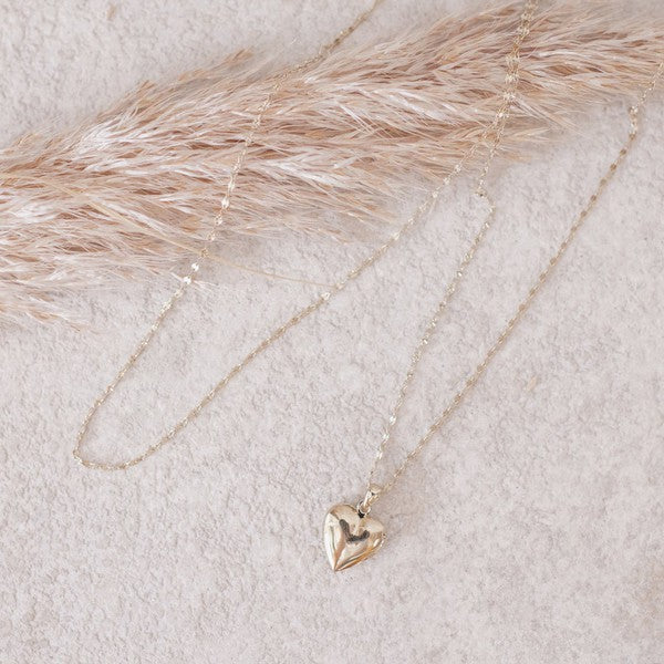 Golden Heart Locket Heart Necklace   