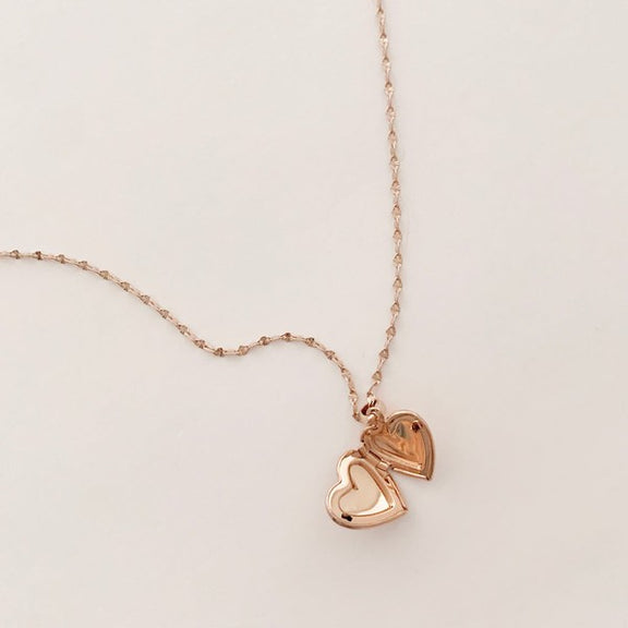 Golden Heart Locket Heart Necklace   