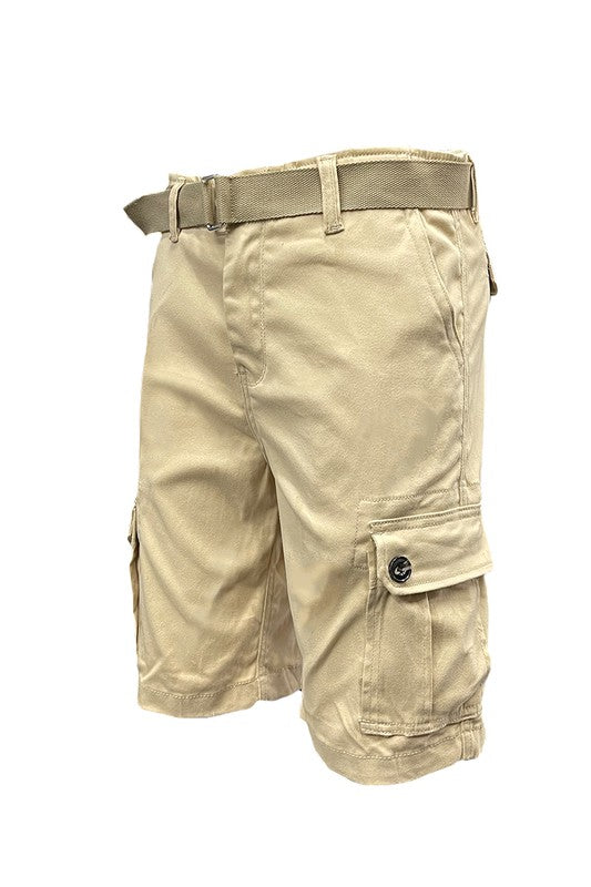 Weiv Mens Belted Cargo Shorts with Belt Mens Shorts KHAKI 30 