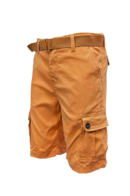 Weiv Mens Belted Cargo Shorts with Belt Mens Shorts RUST 30 