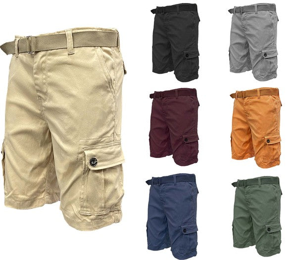 Weiv Mens Belted Cargo Shorts with Belt Mens Shorts   