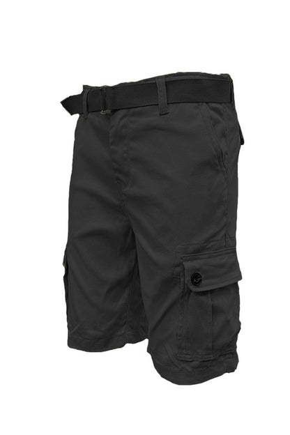 Weiv Mens Belted Cargo Shorts with Belt Mens Shorts BLACK 30 