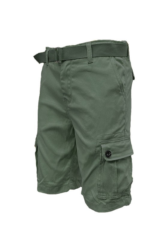 Weiv Mens Belted Cargo Shorts with Belt Mens Shorts OLIVE 30 