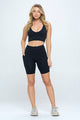 High Waist Yoga pants Short Side Pocket Biker Shorts Black S 