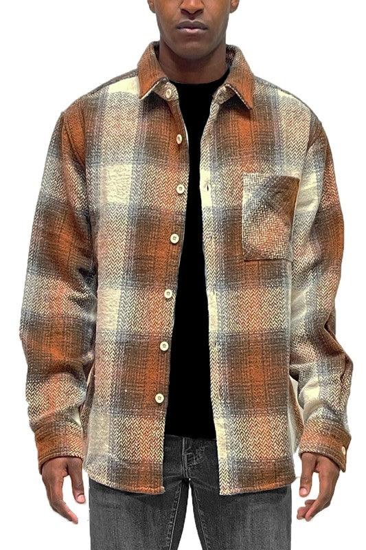 Checkered Plaid Flannel Shirt Jacket - Three Mad Hatters Mercantile 