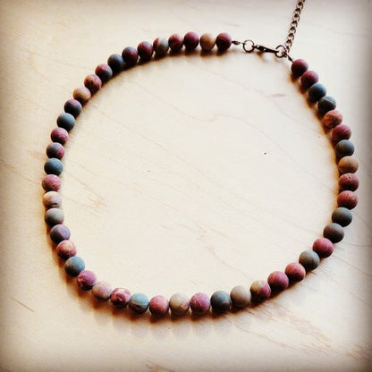 Picasso Jasper Collar Length Beaded Necklace Jasper Necklace pink 1 